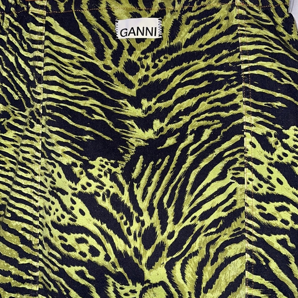 NWT GANNI SZ 38 pencil skirt green/black